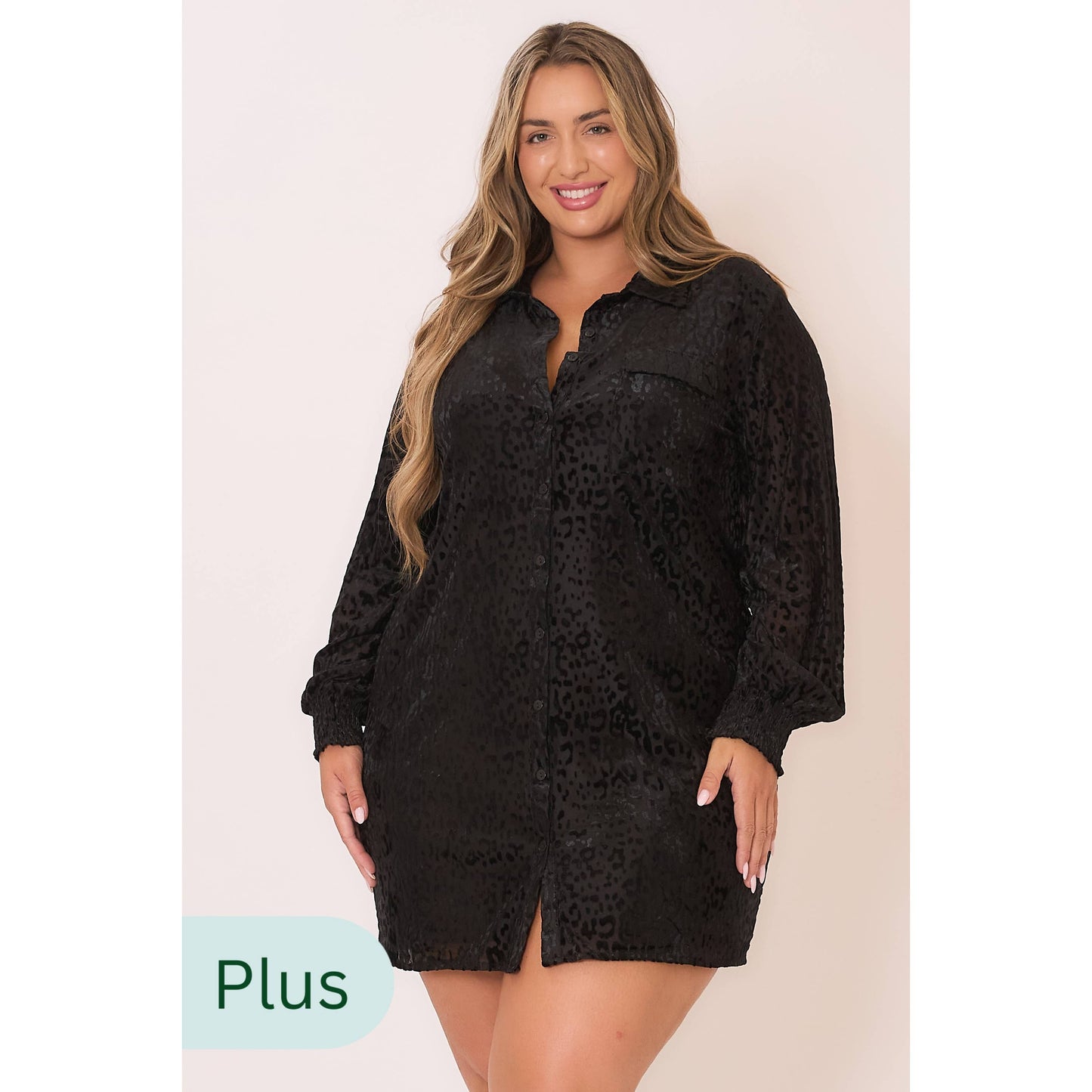 Chic Velvet Animal Print Long Sleeve Dress