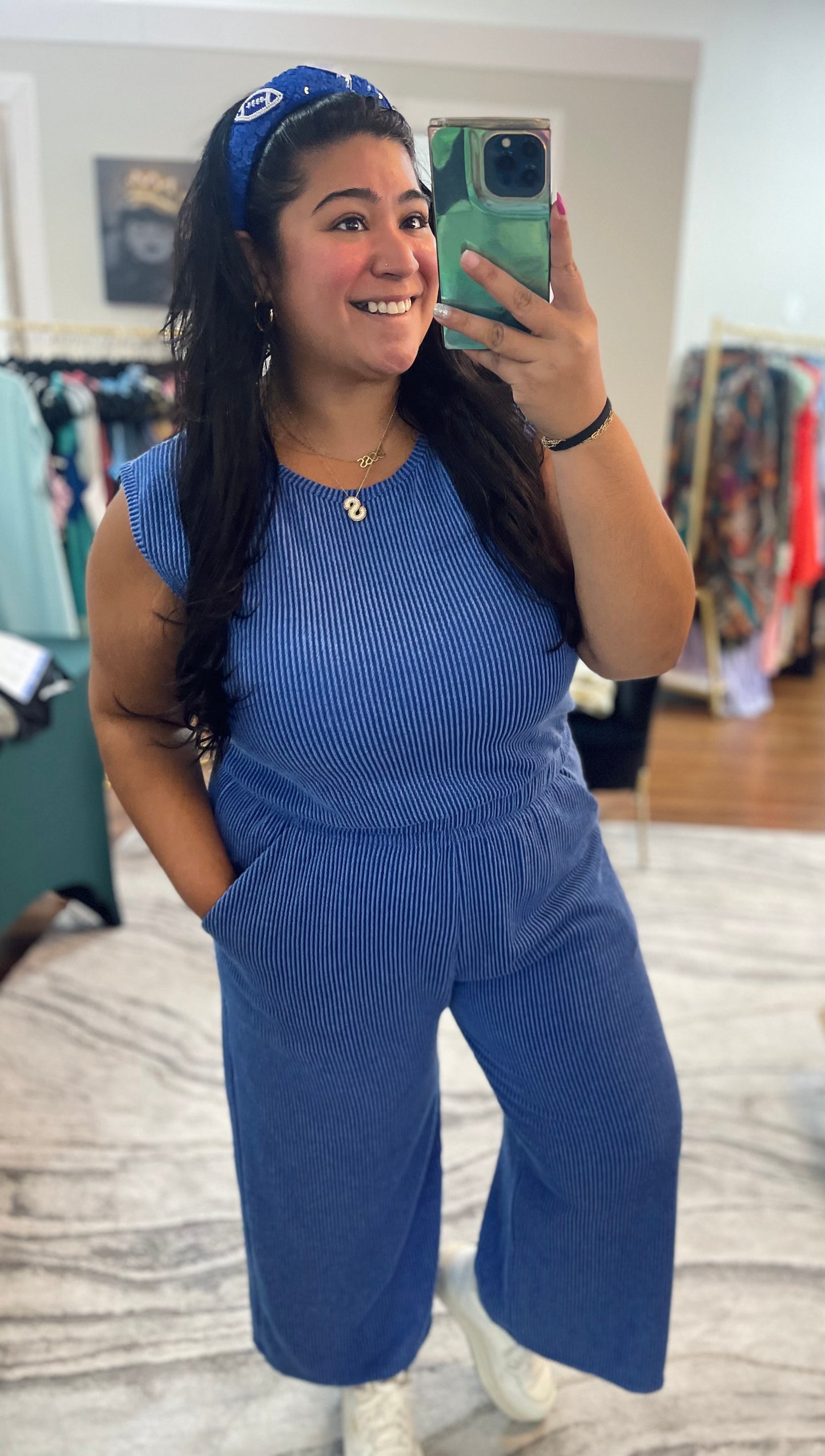 Denim Ribbed 2pc Set