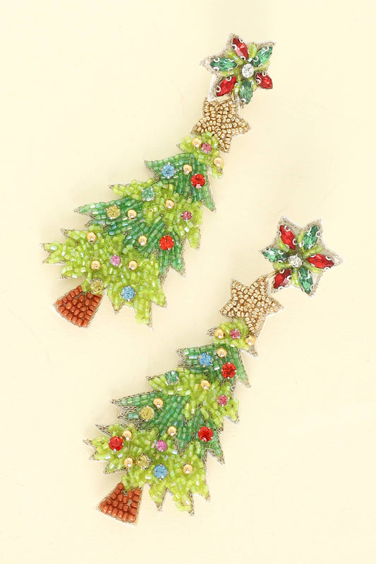 Christmas Tree Jeweled Post Earrings