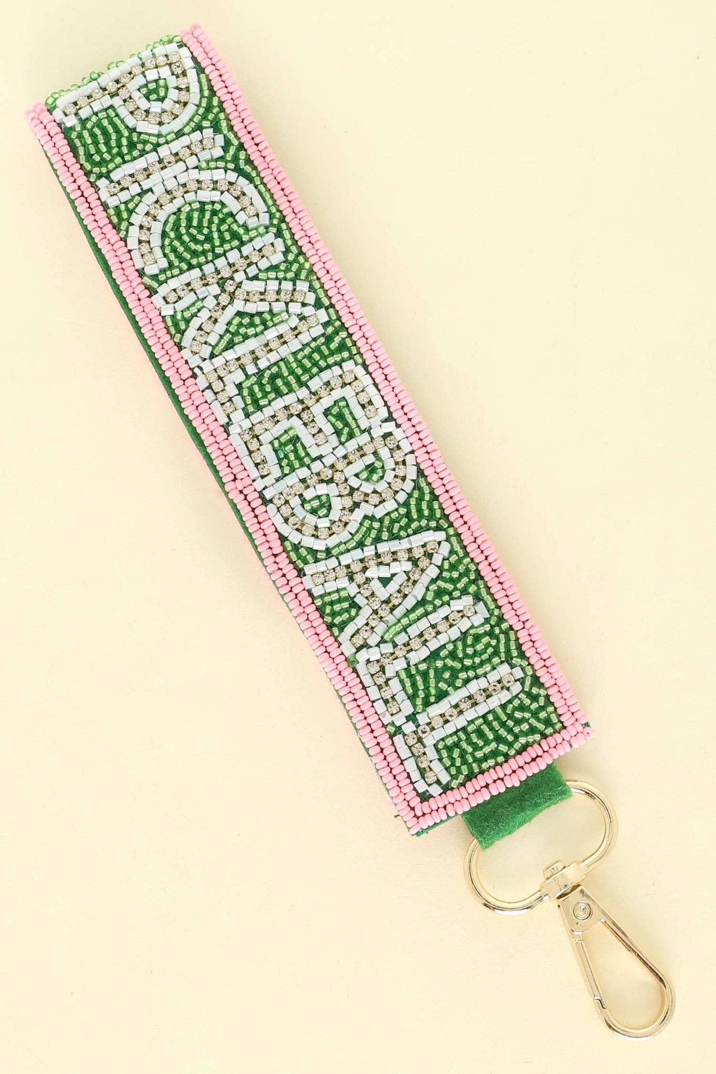Pickleball Seed Beaded Rhinestone Keychain