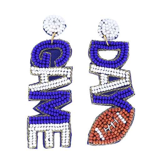 Game Day Dangle Earrings: Royal White