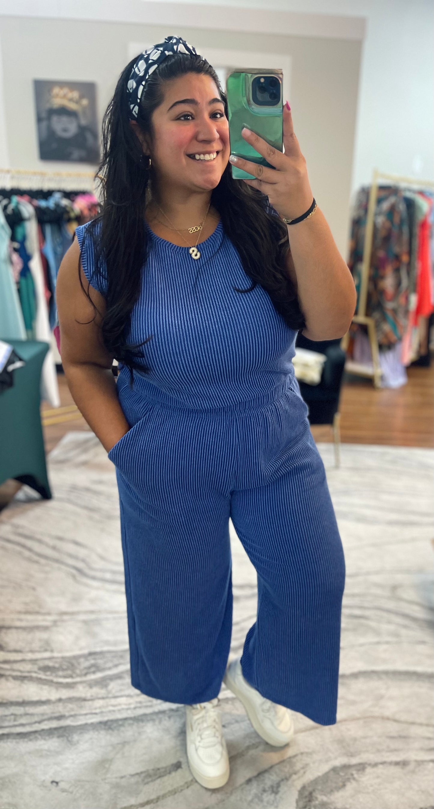 Denim Ribbed 2pc Set
