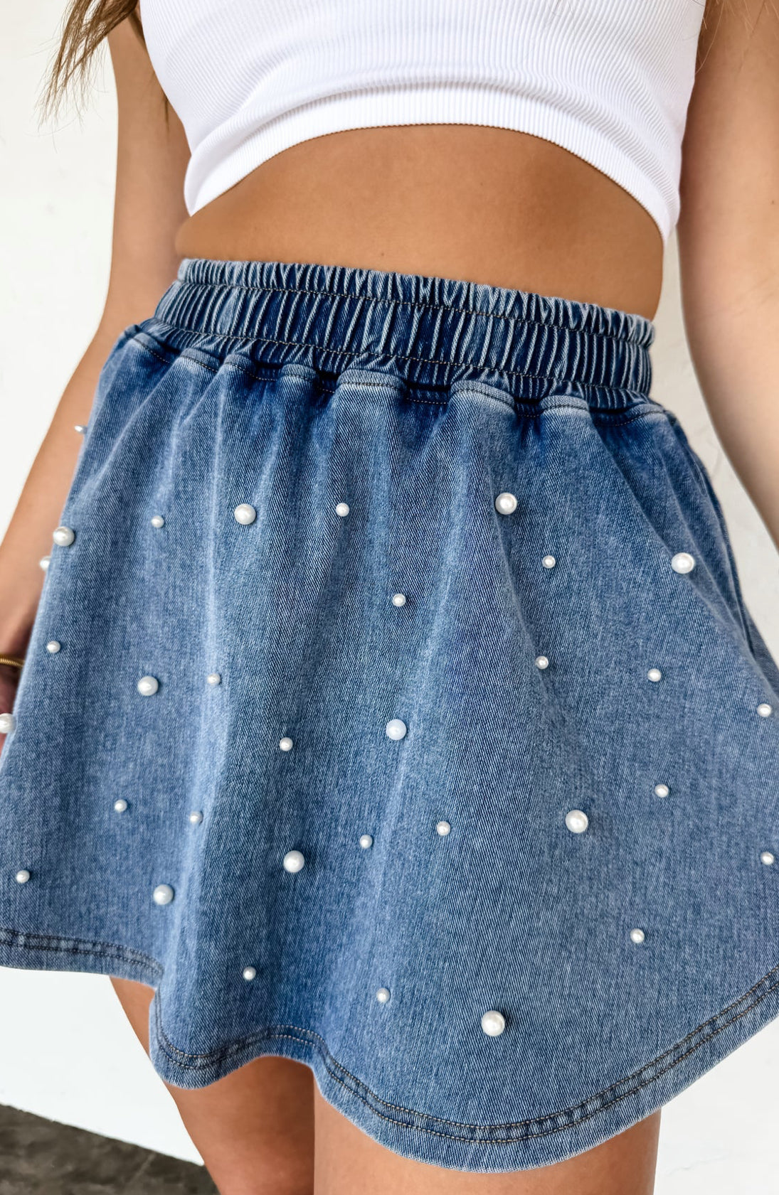 Denim & Pearls Skort
