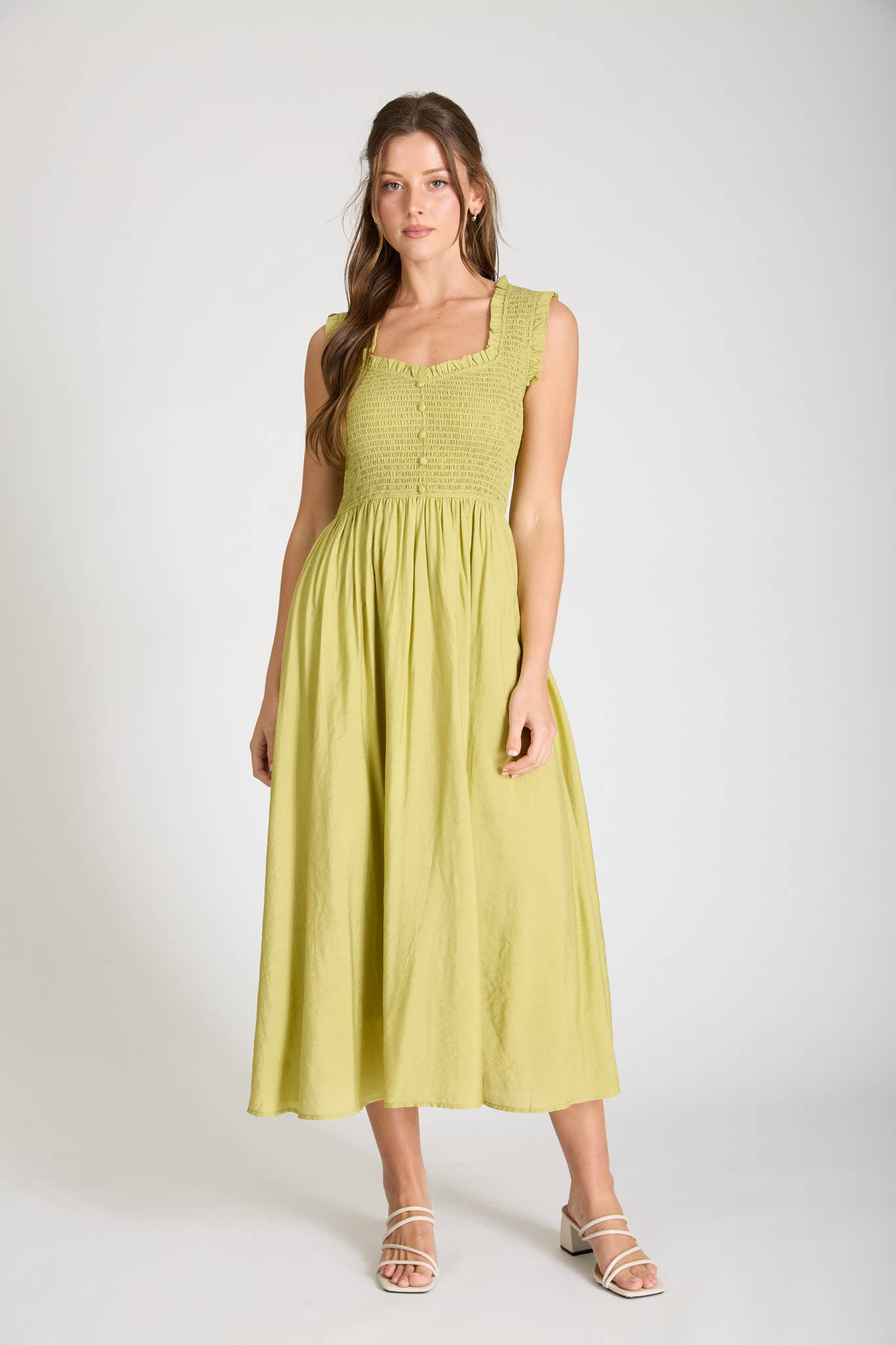 Whisper Ruffle Sweetheart Smocked Dress