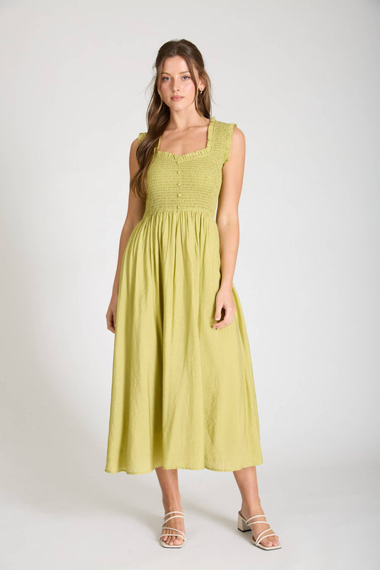 Whisper Ruffle Sweetheart Smocked Dress
