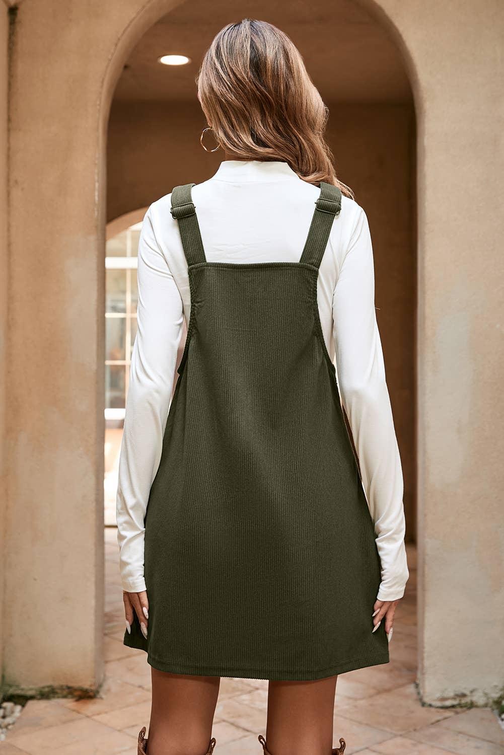 Sleeveless Corduroy Overall Dress