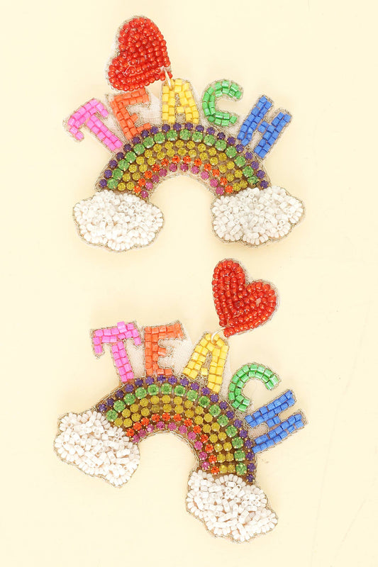 School Teacher Rainbow Post Earrings