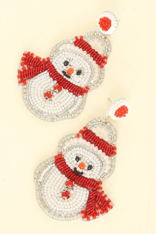 Christmas Scarfed Snowman Post Earrings