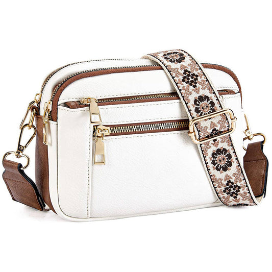 Multi Functional Zipper Crossbody Bag: White / Medium