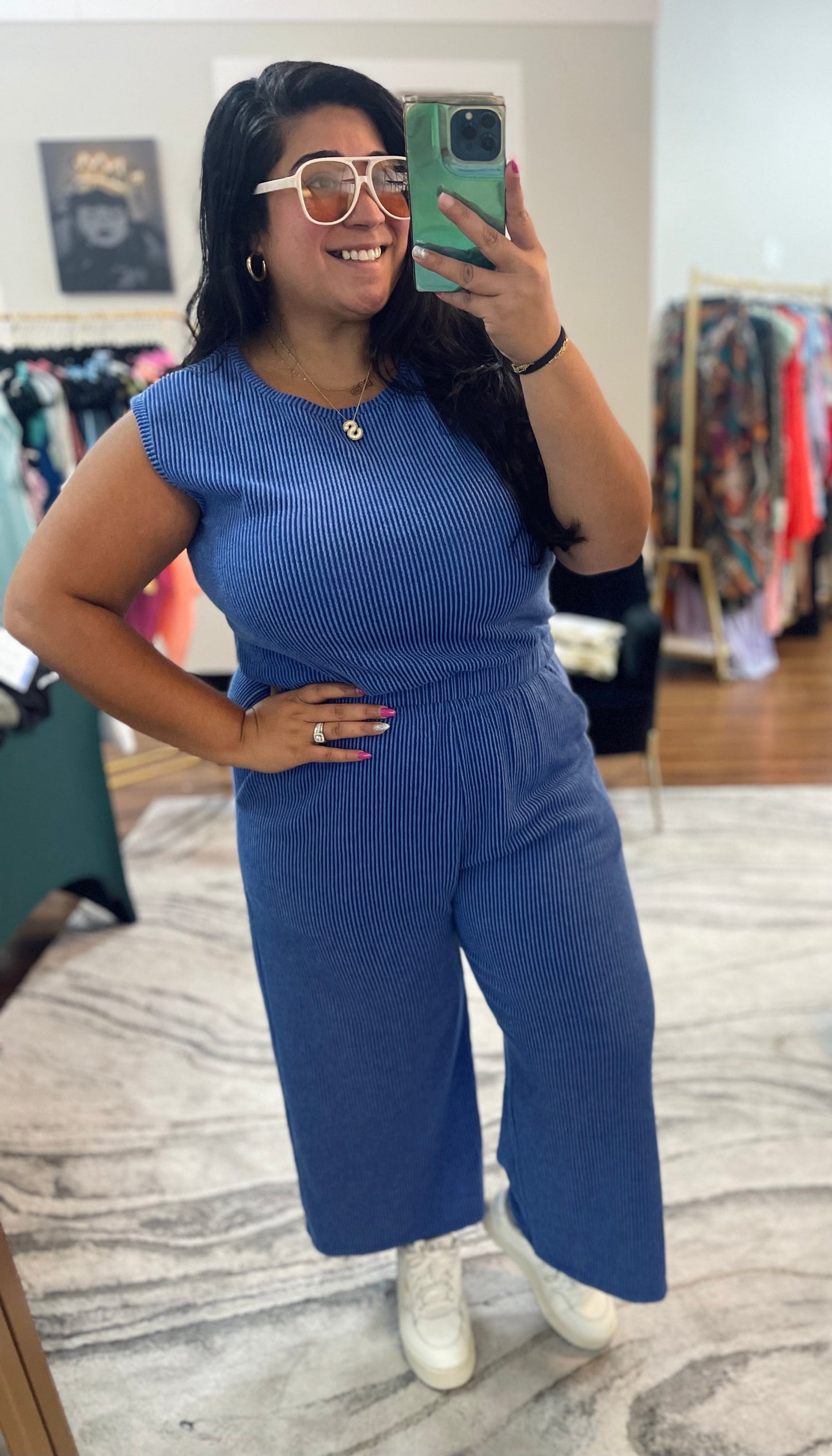 Denim Ribbed 2pc Set