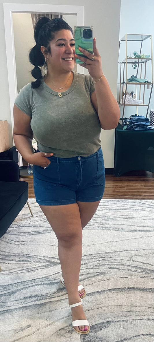 Abby Denim Stretch Shorts