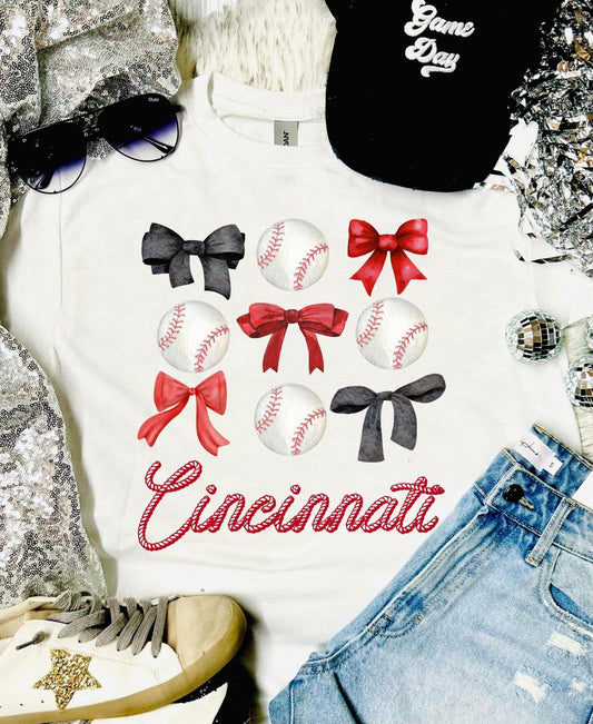 Cincinnati Baseball Bow Tee