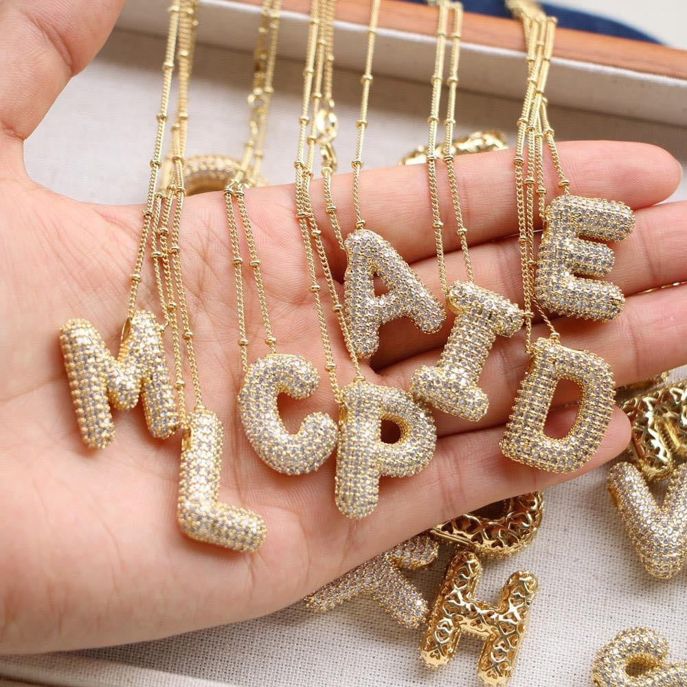 Classy bubble initial necklace