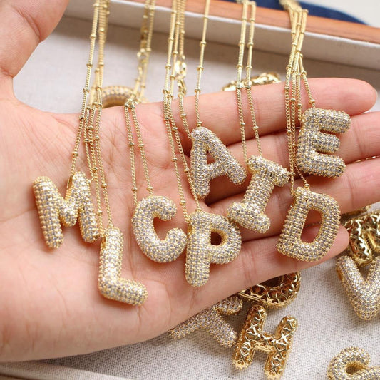 Classy bubble initial necklace