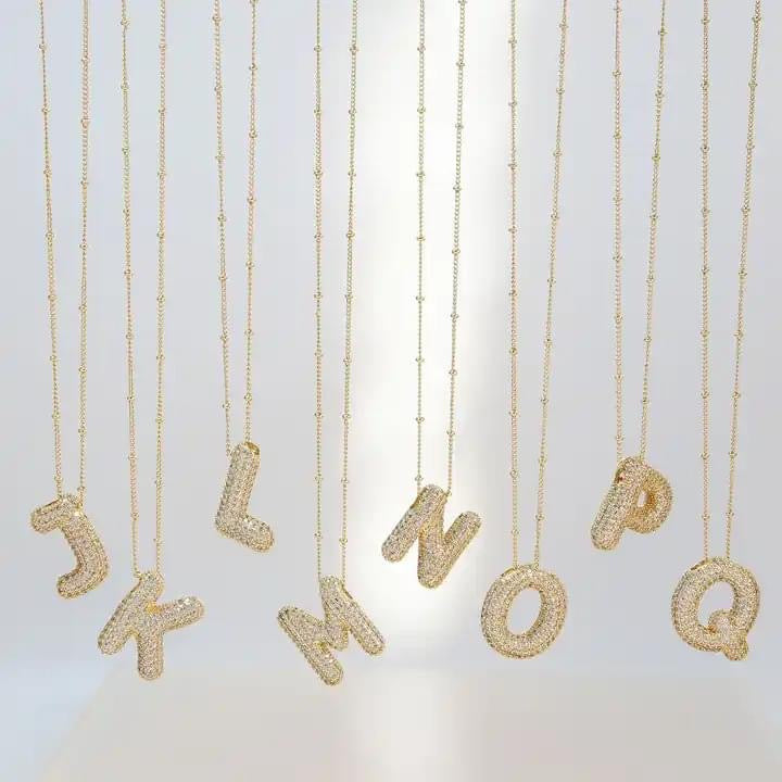 Classy bubble initial necklace