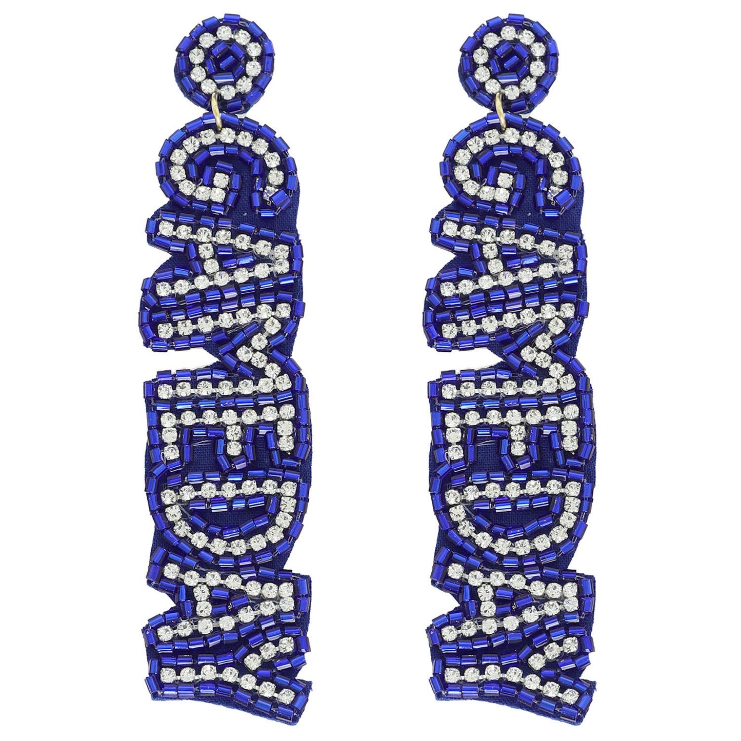 Game Day Letter Beaded Rhinestone Post Earrings : Red White