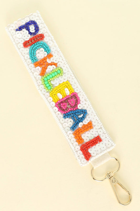 Pickleball Seed Beaded Sequin Rhinestone Keychain