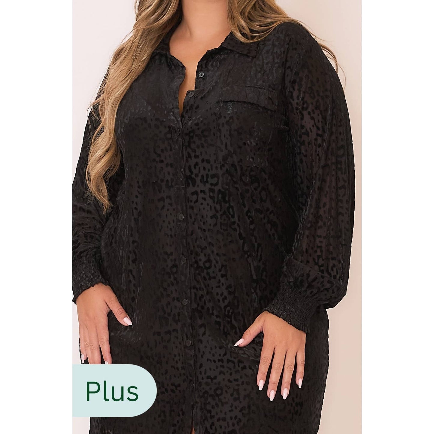 Chic Velvet Animal Print Long Sleeve Dress