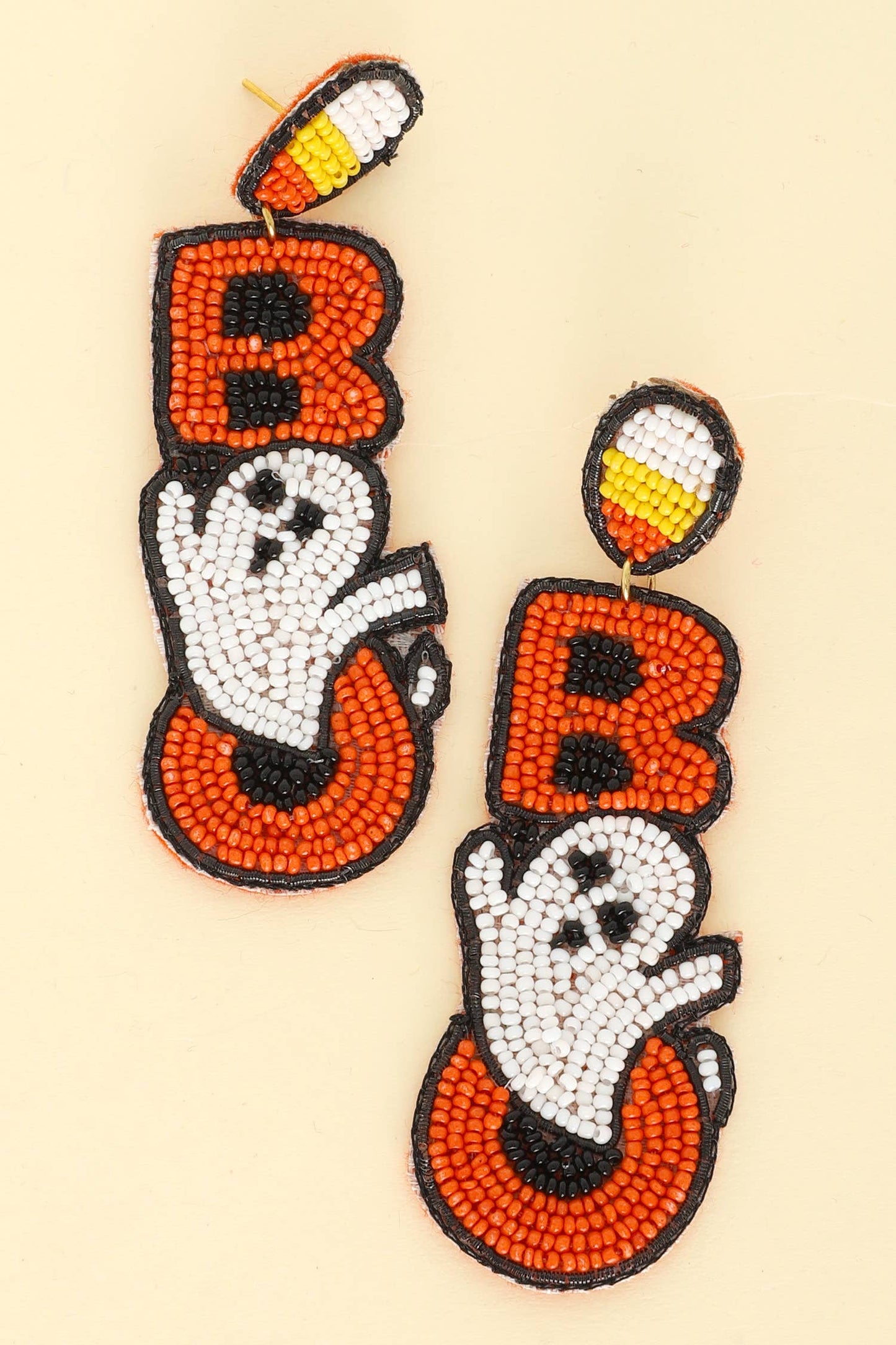 Halloween Candy Corn Ghost Bead Post Earrings : Purple