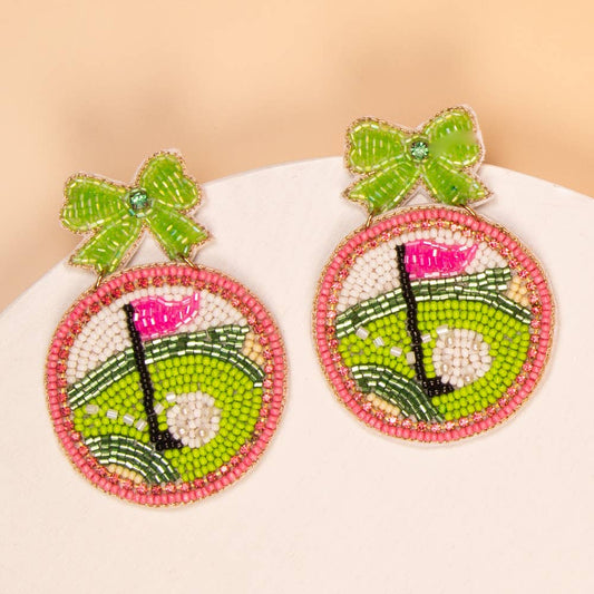 Golf Theme Hole In One Beaded Post Earrings