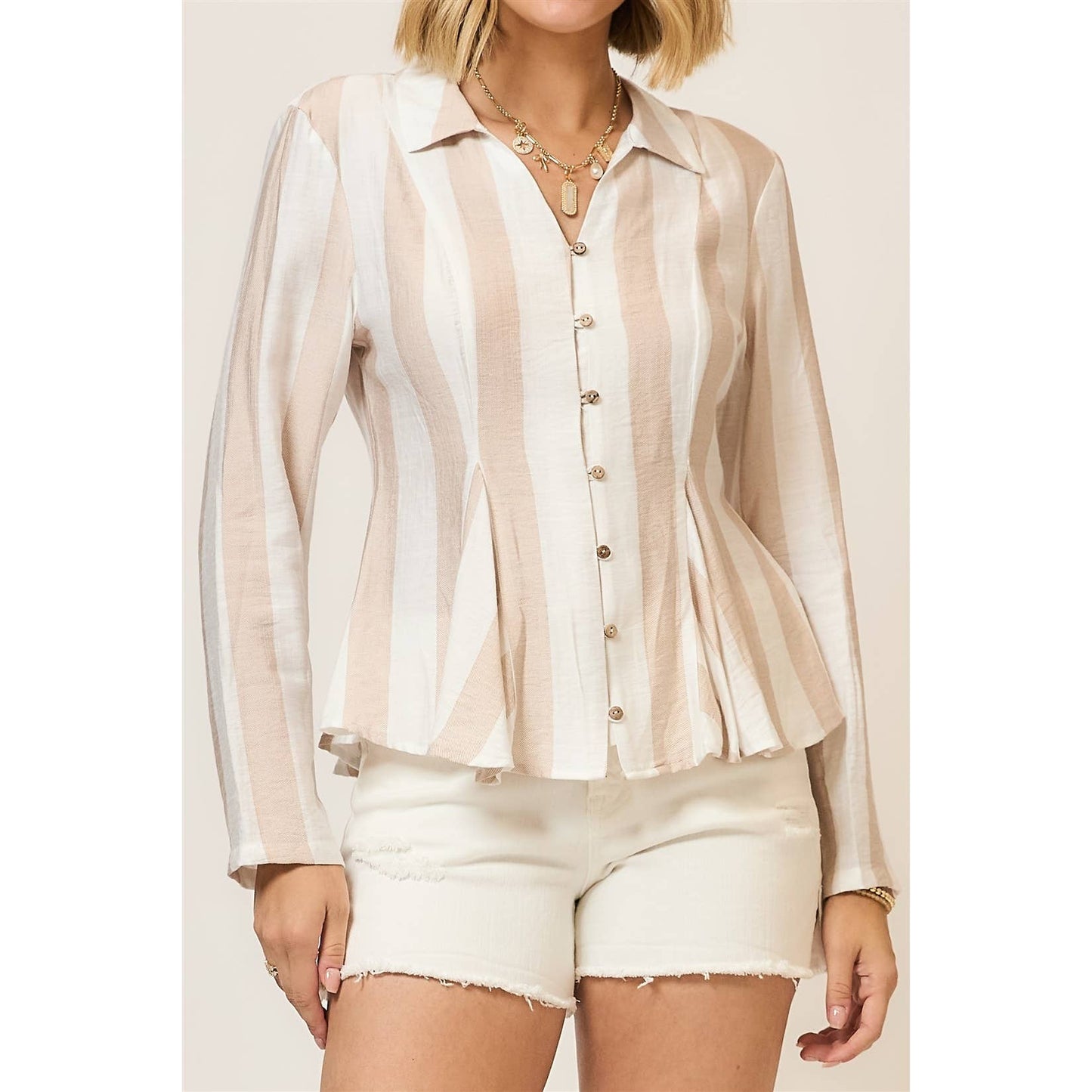 Latte To Go Striped Blouse