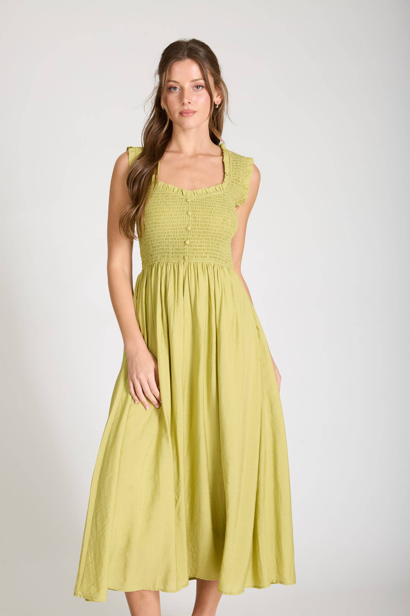 Whisper Ruffle Sweetheart Smocked Dress