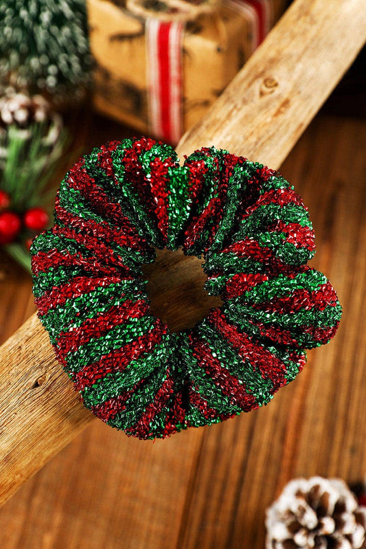 Glitter Striped Christmas Scrunchie