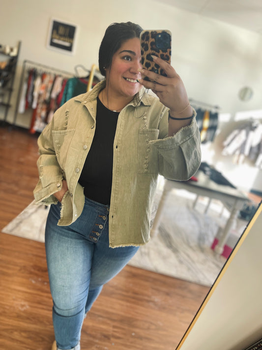 Adore You More Distressed Denim Jacket